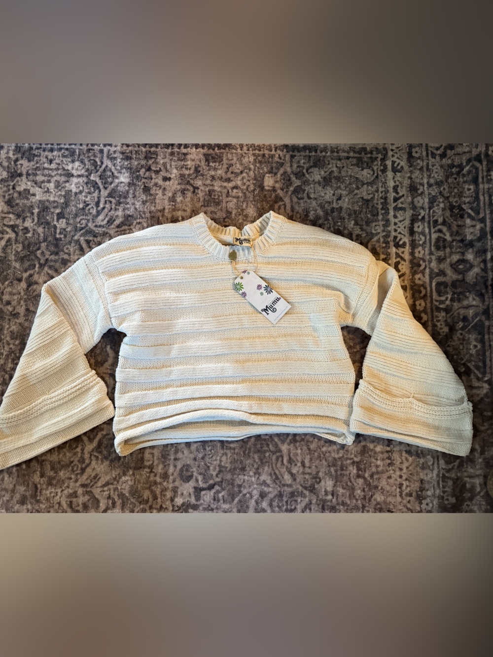 Show Me Your MuMu Cream Cropped Ribbed Knit Sweater